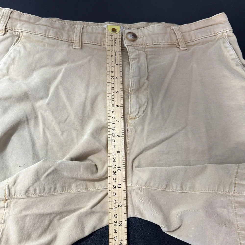 Marine Layer Shorts Mens 34 Beige Chino Canvas Casual Zip Fly Pockets Logo